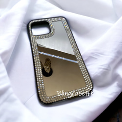 送料無料 ブリング ラインストーン ミラーケース iPhone 15 Pro Max Plus ケース スマホケース 2枚目の画像