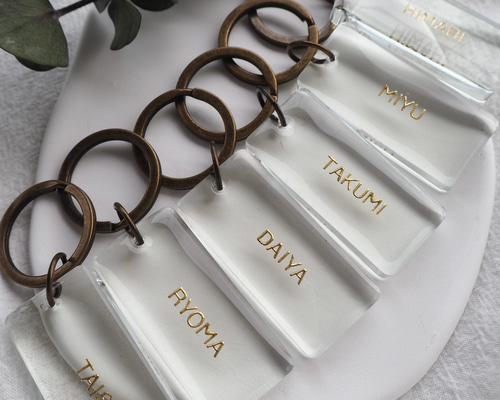 clear L】 レジン 名入れ 入園入学 送別 キーホルダー 結婚式 席札 お