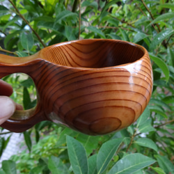 京都北山杉の一木彫りコーヒーカップ 2枚目の画像