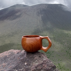 京都北山杉の一木彫りコーヒーカップ 1枚目の画像