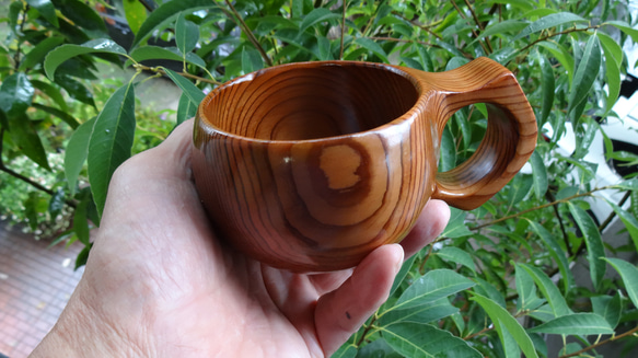 京都北山杉の一木彫りコーヒーカップ 3枚目の画像