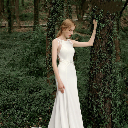 フィッシュテール Vネック ウエディングドレス 二次会 フォト ドレス  