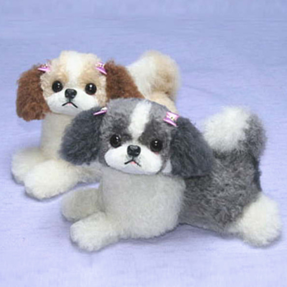 犬の日 2023 愛犬ギフトに這い型シーズー・ぬいぐるみ 羊毛フエルト