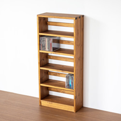 スリムなCDラック／ミディアムブラウン 棚・シェルフ・ラック SG工房