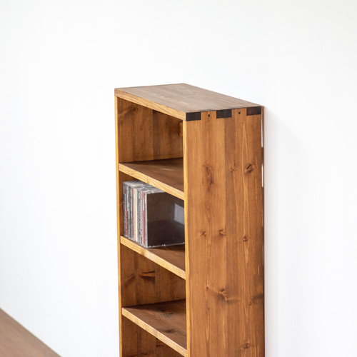 スリムなCDラック／ミディアムブラウン 棚・シェルフ・ラック SG工房