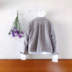 セミオーダー✨wool cotton Linen  ジャケット ベージュ✖グレーチェック 16枚目の画像