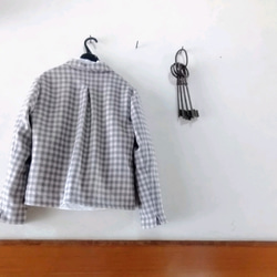 セミオーダー✨wool cotton Linen  ジャケット ベージュ✖グレーチェック 11枚目の画像