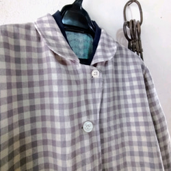セミオーダー✨wool cotton Linen  ジャケット ベージュ✖グレーチェック 5枚目の画像