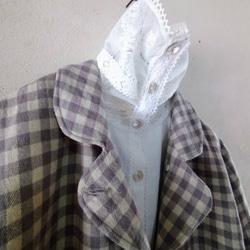 セミオーダー✨wool cotton Linen  ジャケット ベージュ✖グレーチェック 17枚目の画像