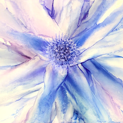 SALE!!アルコールインクアート　flower No.1 原画　A4 blue 2枚目の画像