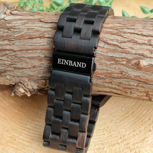 木製腕時計 EINBAND Meteor  オートマチック 木の時計 エボニーウッド 黒檀 自動巻き【46mm】 3枚目の画像