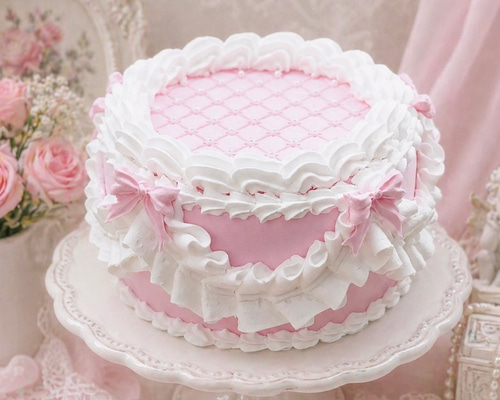 フリフリデザインクレイケーキとうさぎのカップケーキ2個付き フェミニン可愛い♡ ホイップフリルのクレイケーキ｜記念日・ギフトに
