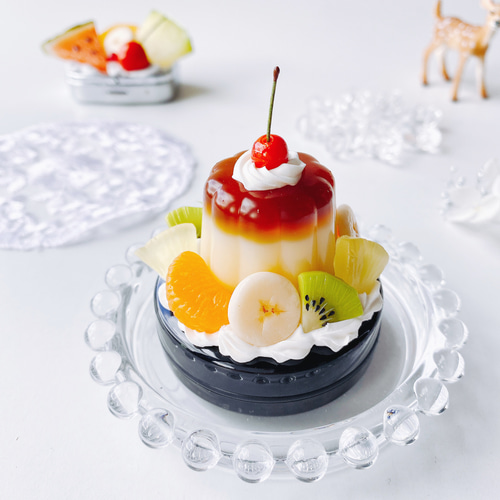 プリンアラモードの朱肉 スイーツデコ フェイクスイーツ はんこ