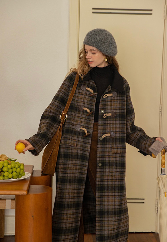 手縫いダッフルコート ゆったりシルエット【冬春秋】ブラウン系 手縫いダッフルコート ゆったりシルエット【冬春秋】ブラウン系