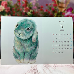 2023年うさぎや動物達のカレンダー　卓上カレンダーPart2ポストカード1枚プレゼント付き(お選びください♪)特別価格 6枚目の画像
