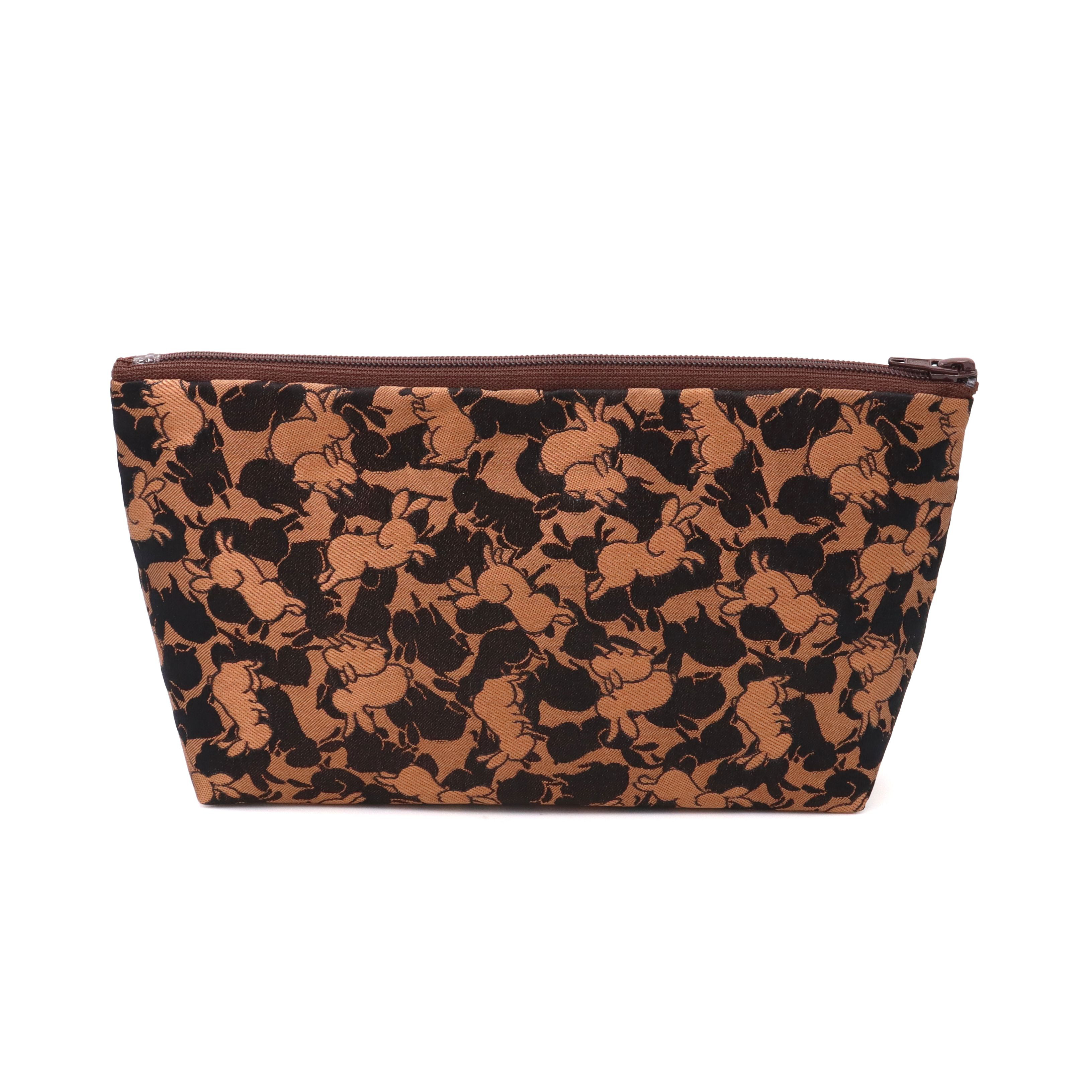 京の錦織　光峯錦織工房　干支の柄を楽しむ　卯年　うさぎの柄　ポーチマチ付き　茶黒