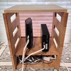 （木製）ルーター収納ボックス　WiFiルーター収納　ルーター隠し ケーブル収納（２色選択） 15枚目の画像