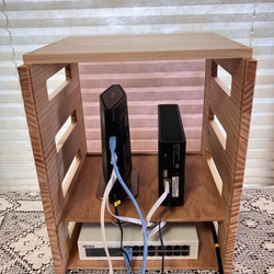 （木製）ルーター収納ボックス　WiFiルーター収納　ルーター隠し ケーブル収納（２色選択） 12枚目の画像
