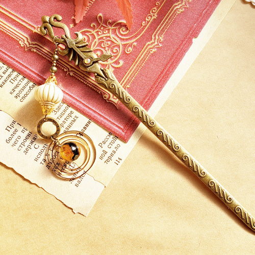 1つぼんぼりの髪飾り【秋】かんざし スチームパンク 大正浪漫風簪