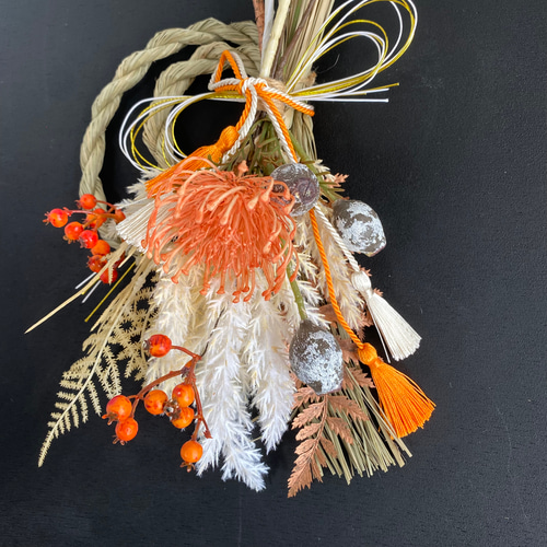 パンパスグラスの2Wayスワッグしめ縄飾り〜お正月後はスワッグに