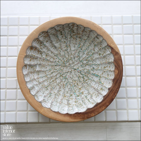 モンキーポッド総無垢材 デコレーショントレイGY 菓子鉢 小物入れ 飾り皿 木製 手作り エスニック ハンドメイド 4枚目の画像