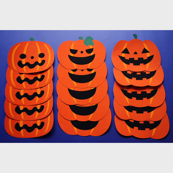 ☆壁面飾り 標準サイズ（サイズ変更可能）「ハロウィンかぼちゃ3種類