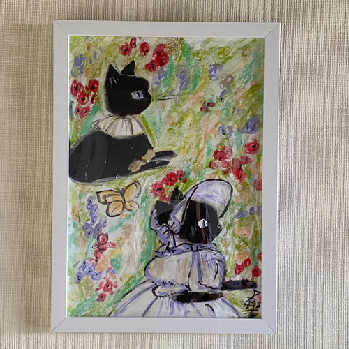 絵画。壁掛け原画【ピンクのピアノ童話とかわいい黒猫】 絵画。壁掛け原画【ピンクのピアノ童話とかわいい黒猫】 Amazon