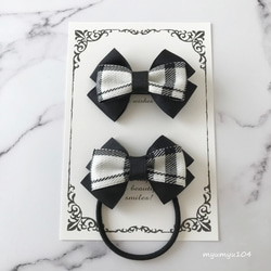ⓝⓔⓦ【タータンチェックトリプル】ベビーヘアクリップ キッズ
