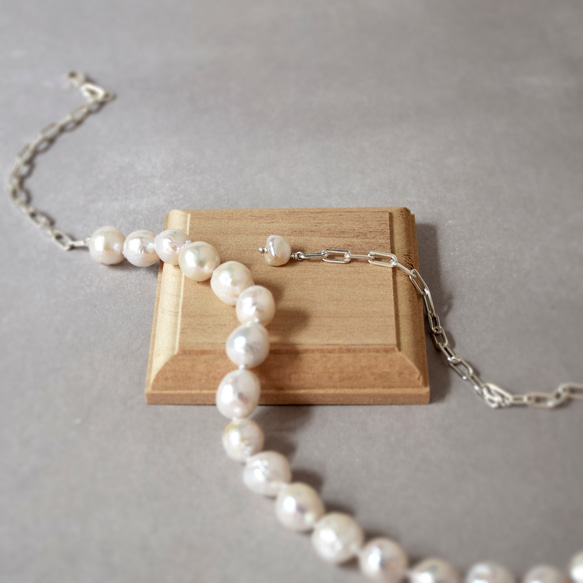 手製天然淡水野生異形珍珠項鍊 天然淡水珍珠 // 六月份生日石 第4張的照片