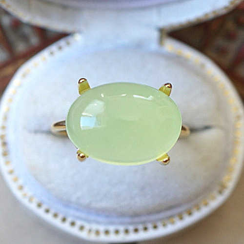 14×10】宝石質ライムグリーンカルセドニーRing〈 18kgp 14×10】宝石質ライムグリーンカルセドニーRing〈 18kgp