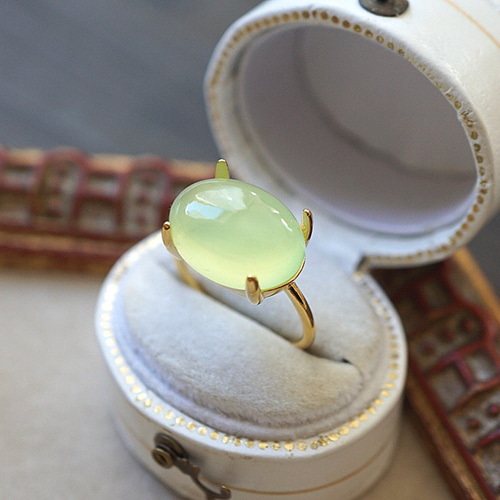 14×10】宝石質ライムグリーンカルセドニーRing〈 18kgp 14×10】宝石質ライムグリーンカルセドニーRing〈 18kgp