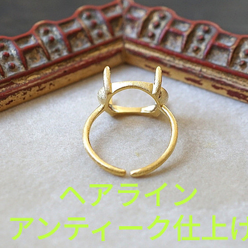 14×10】宝石質シーブルーカルセドニーRing〈18kgp〉 指輪・リング 