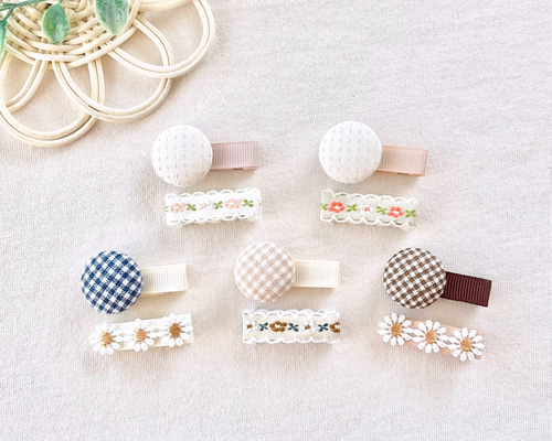 ꫛꫀꪝ【ふわもこくるみボタン】ベビーヘアクリップ　キッズヘアクリップ　包みボタン ꫛꫀꪝ【ふわもこくるみボタン】ベビーヘアクリップ キッズヘア