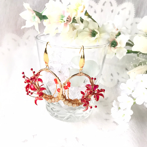 簪】彼岸花のかんざし/輪廻 〈曼珠沙華〉・ピアス セット かんざし