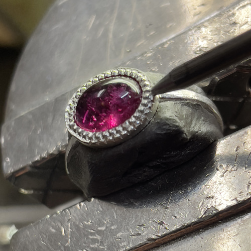 ルベライト OVカボション 丁寧で繊細な手技4段ミル シルバーSV925製