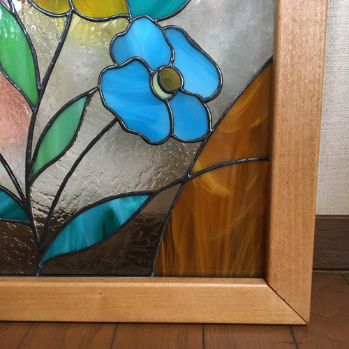 ステンドグラスパネル!!花 木枠付き♪ その他アート Atelier ステンドグラスパネル!!花 木枠付き♪ その他アート Atelier