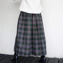 シックグリーンタータンチェックオックスプリントスカート 2枚目の画像