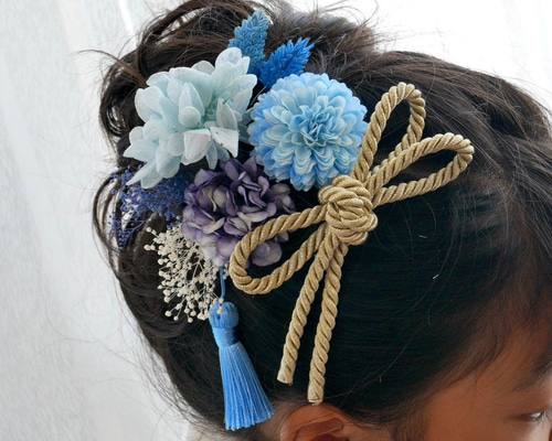 c*a様 七五三　七五三髪飾り　ヘッドドレス　着物髪飾り　リメイク髪飾り015 七五三 ヘッドドレス 着物リメイク アンティーク 髪飾り