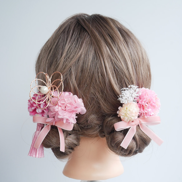 A391 七五三の髪飾り ピンク 七五三 ゆかた 成人式 前撮り マム