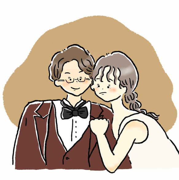 【結婚式】【披露宴】ゆるかわイラスト　　写真をイラストに　プチギフトやサンキュータグ、ペーパーアイテムにぜひ♩ 2枚目の画像