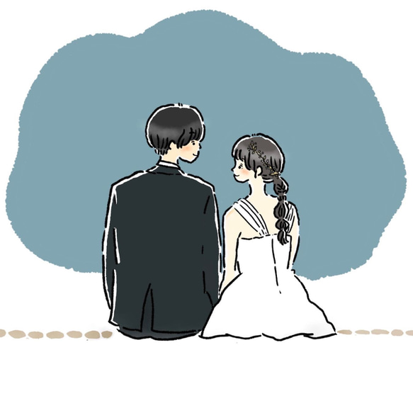 【結婚式】【披露宴】ゆるかわイラスト　　写真をイラストに　プチギフトやサンキュータグ、ペーパーアイテムにぜひ♩ 7枚目の画像