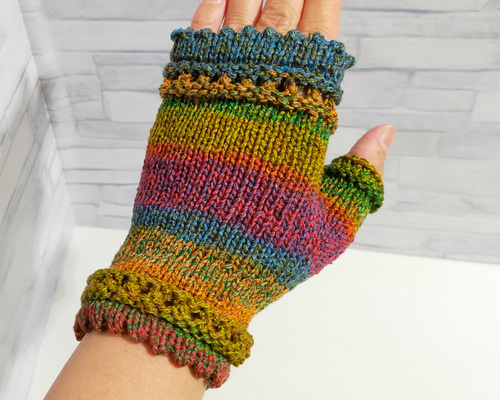 ハンドウォーマー リストウォーマー 編み物 手編み ニッケ こまち 手袋