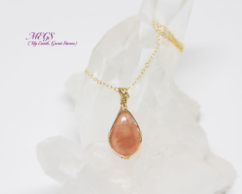 インカローズ✴ワイヤーラッピングネックレス インカローズ ペンダントトップ ワイヤーラッピング ネックレス