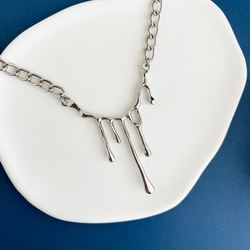 シルバー：滴るは鋼の血：シルバーチェーンのチョーカーネックレス