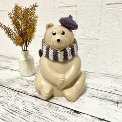 しろくま貯金箱用帽子・マフラーセット 3枚目の画像