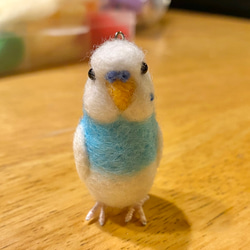 セキセイインコライラック（小さなガラスドーム） 羊毛フェルト