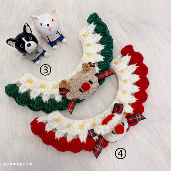 Creema限定クリスマス2022☆クリスマス☆猫&犬&用襟型ペット首輪☆綿製手作り　編織り可愛い 4枚目の画像