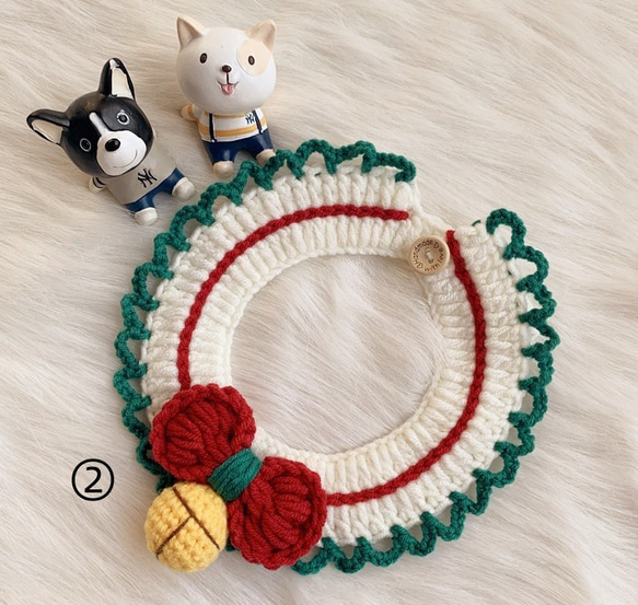 Creema限定クリスマス2022☆クリスマス☆猫&犬&用襟型ペット首輪☆綿製手作り　編織り可愛い 3枚目の画像