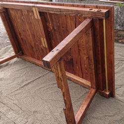 【受注生産】折りたたみローテーブル　アンティーク風 真鍮バー付き 6枚目の画像