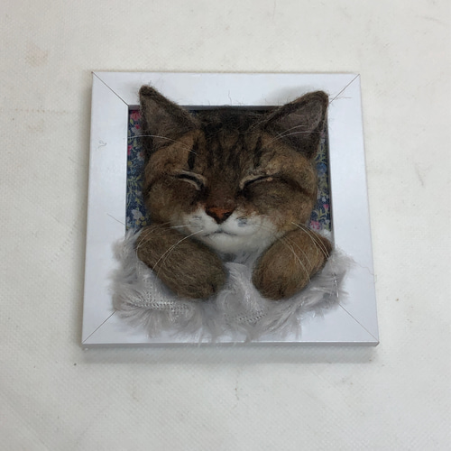 羊毛フェルト 猫 ハンドメイド いお@プロフ見てね☀ うとうとねこちゃん オーダーメイド 羊毛フェルト うちの子 羊毛